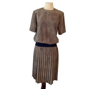 Y2k Vintage Whimsigoth 80's Sasson Skirt Set Brown Sz 4 Grannycore TradWife